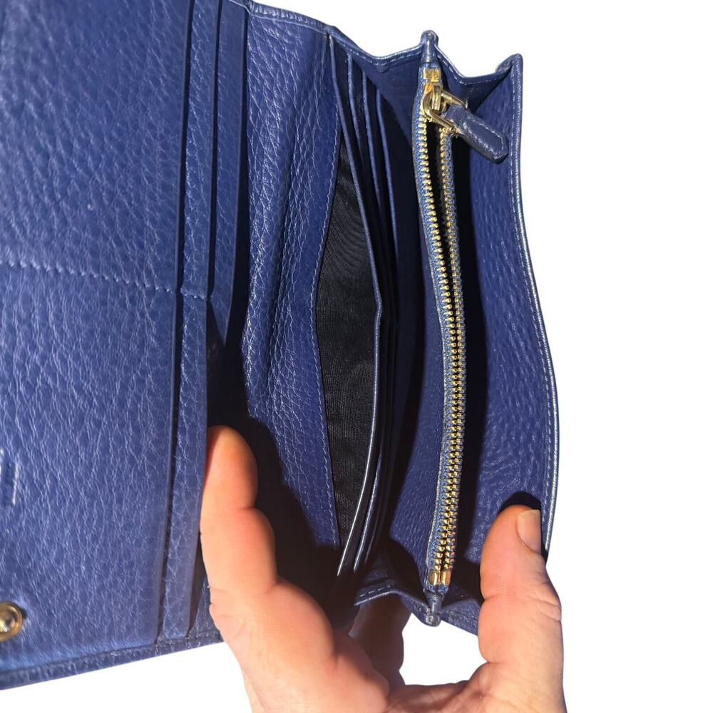Prada Vitello Grain Leather Wallet on Chain / Clutch – Navy Blue - Picture 5 of 12